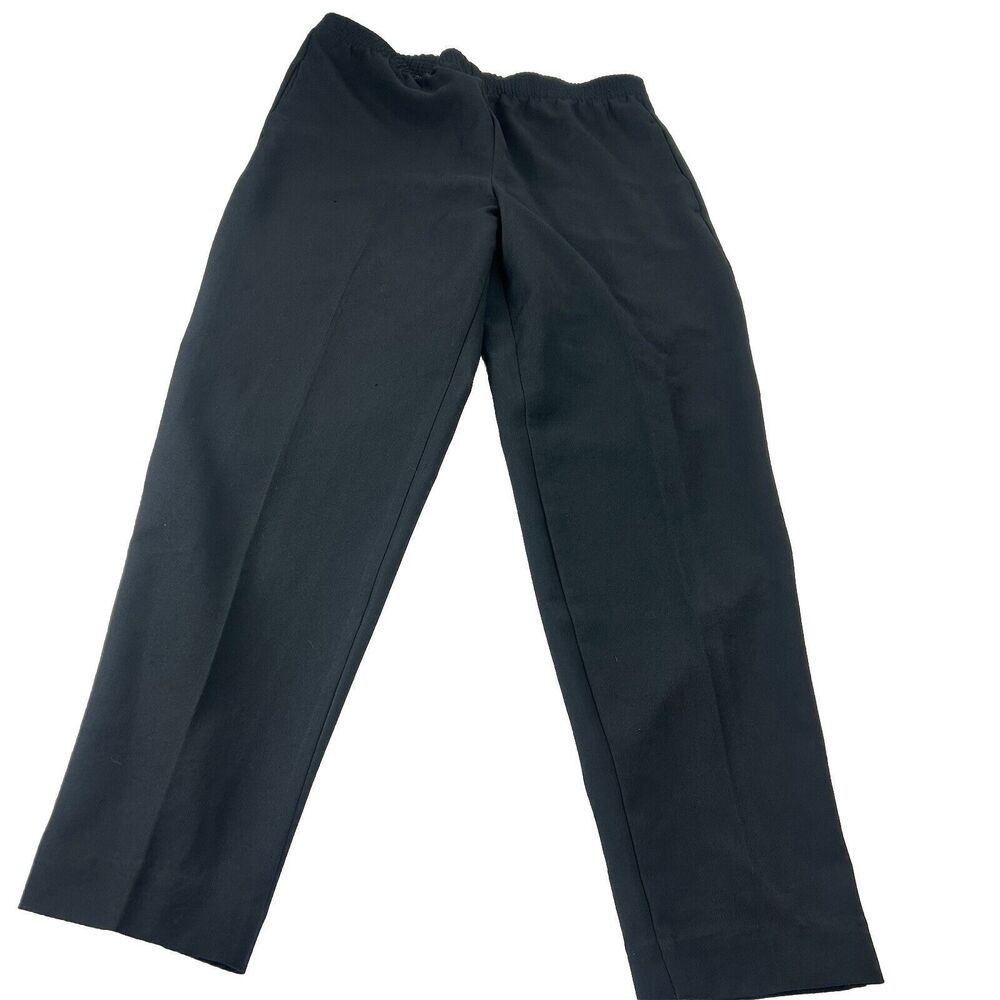 EHL Women’s Black Elastic Waist  Pull On Pants Petite 6 Made USA 100% Polyester